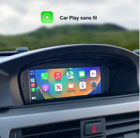 Écran BMW Série 3 E90/E91/E92/E93 et Série 5 E60/E61 — Apple CarPlay & Android Auto Sans Fil